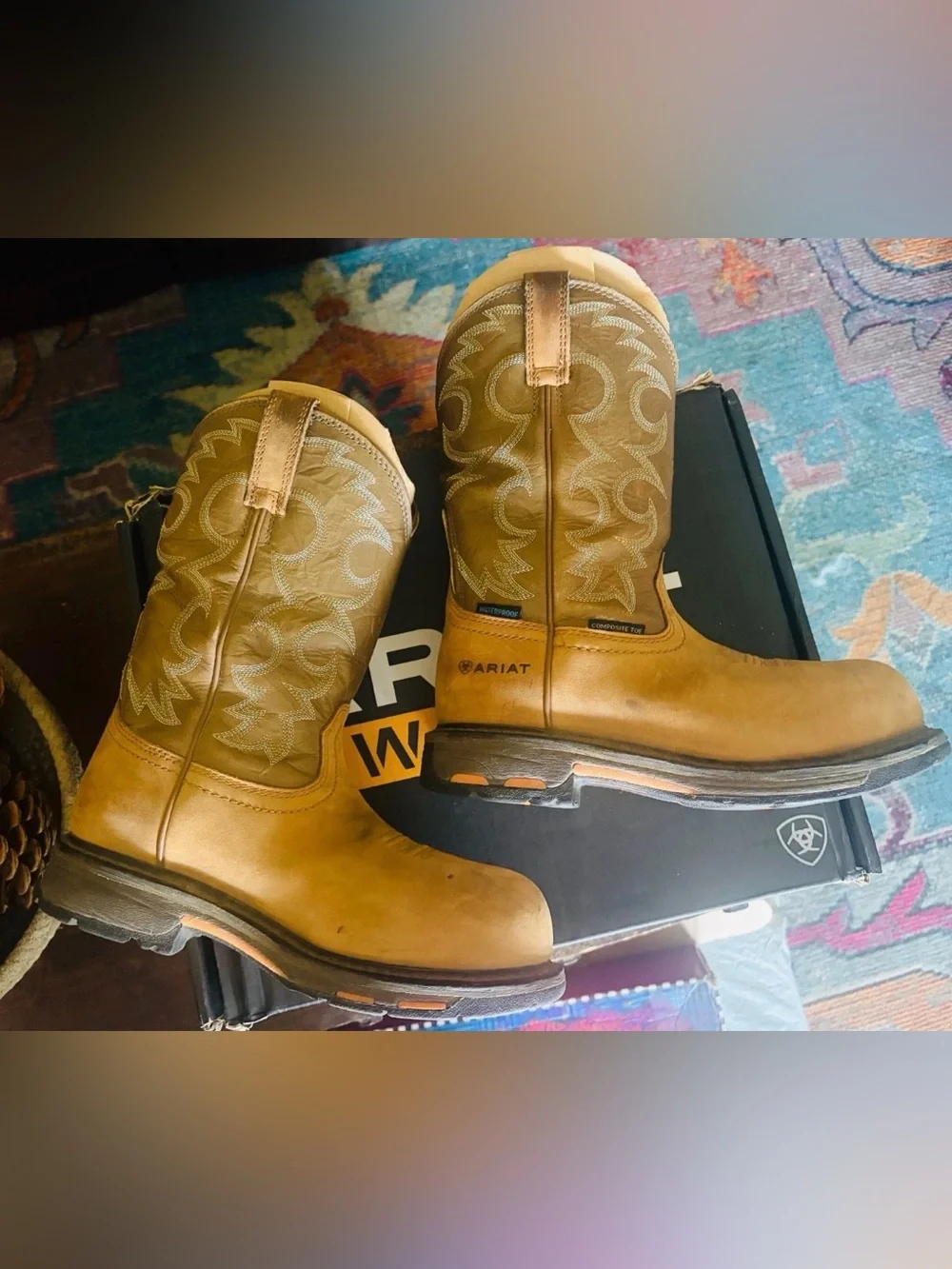 ARIAT WORKHOG H20 WOMEN'S 10018578 AGED BARK/ARMY GREEN WATERPROOF BOOTS SIZE 7B
